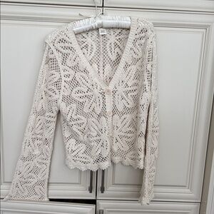 Ultra Pink Cream Lace Cardigan